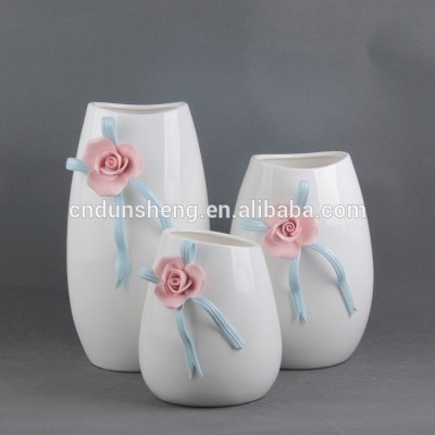 wholesale 3 assorted textured porcelain floral vase home decoration pieces