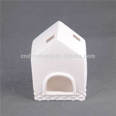 White Ceramic Small House Candle Holders Europe Style Creative Gift Retro Home Christmas Decoration