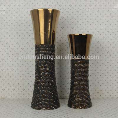 creative electroplated grinding ceramic flower vase with factory price