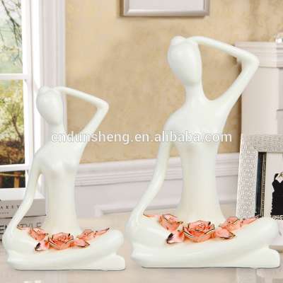 ceramic porcelain yoga little girl nude figurine for decoration