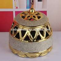 islamic ceramic golden frosted decorative storage jar for wedding decor